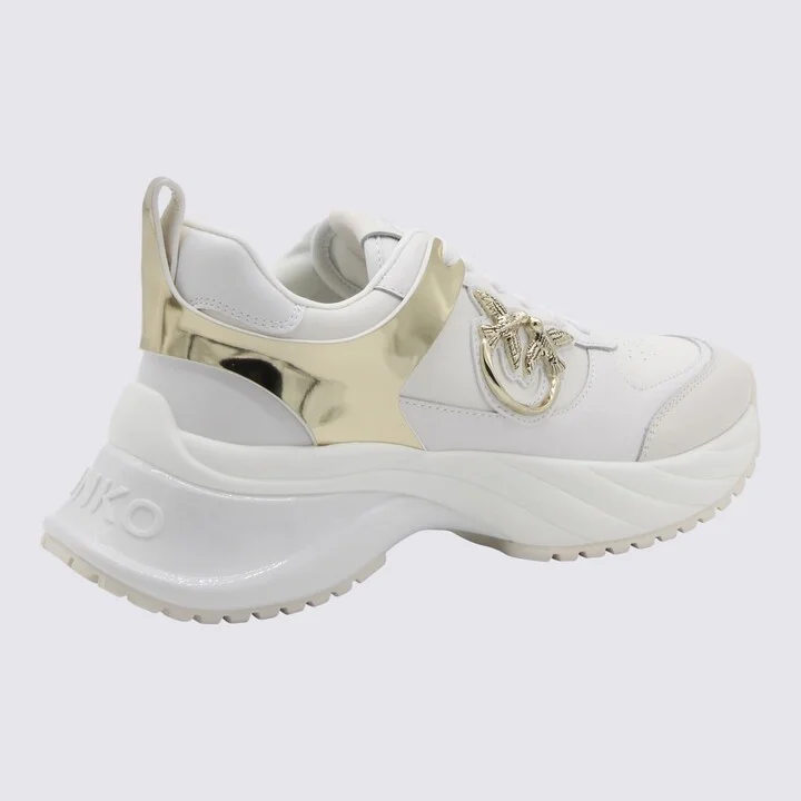 White And Gold Leather Ariel Sneakers - Image 2