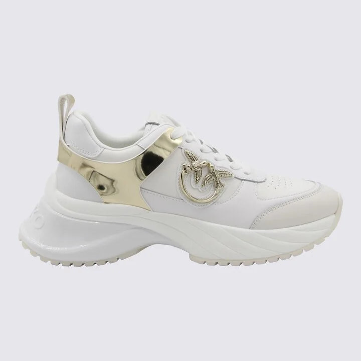 White And Gold Leather Ariel Sneakers