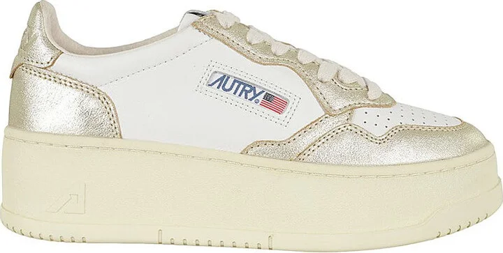 White And Gold Platform Sneakers