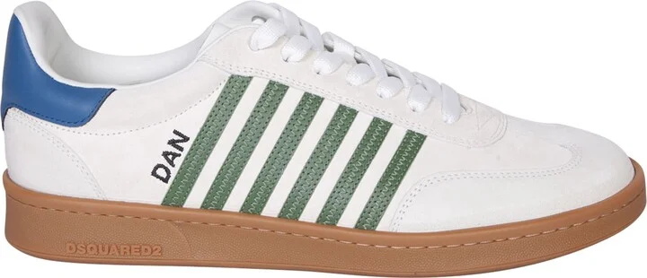 White And Green Low Boxer Sneakers