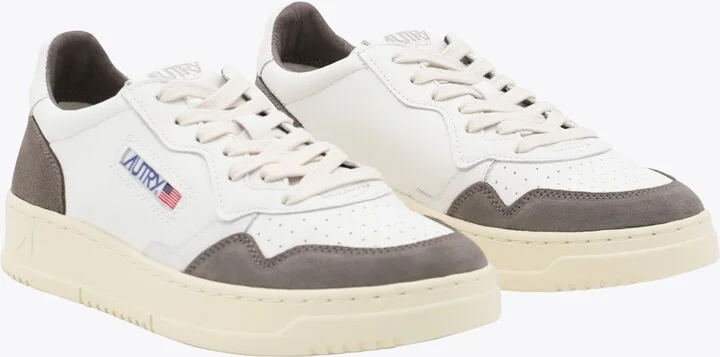 White And Grey Leather Medalist Sneakers - Image 2