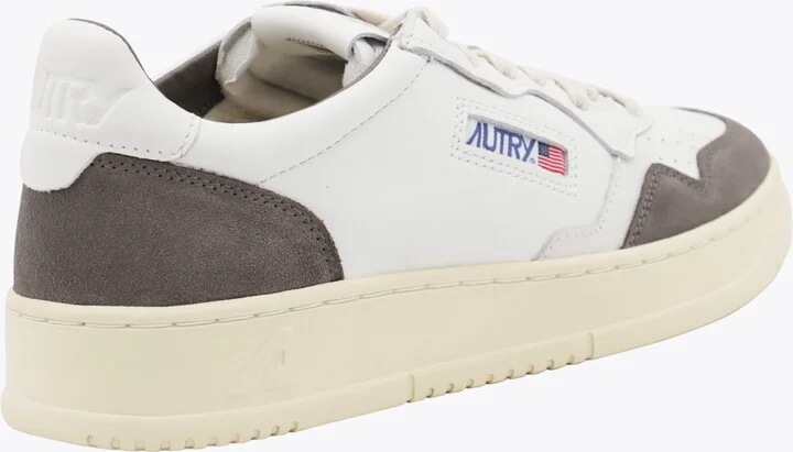 White And Grey Leather Medalist Sneakers - Image 3