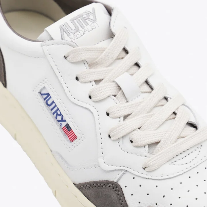 White And Grey Leather Medalist Sneakers - Image 4