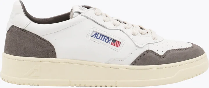 White And Grey Leather Medalist Sneakers