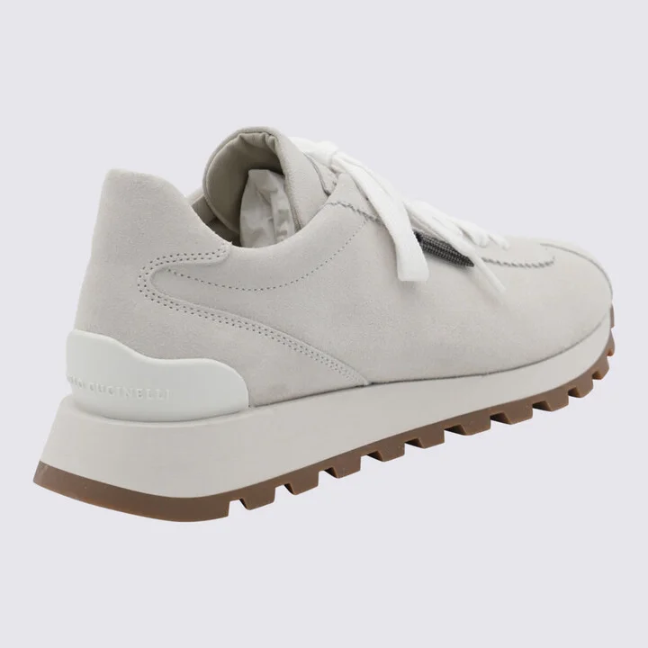 White And Grey Leather Sneakers - Image 2