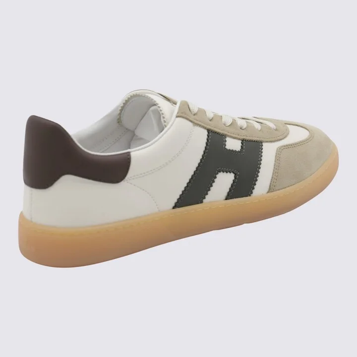 White And Grey Leather Sneakers - Image 2