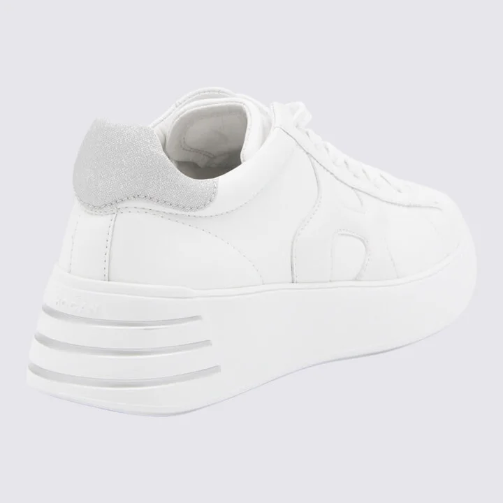 White And Grey Leather Sneakers - Image 2
