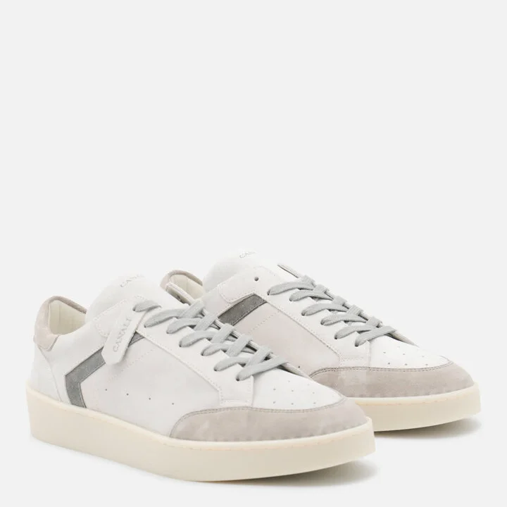 White And Grey Leather Sneakers - Image 2