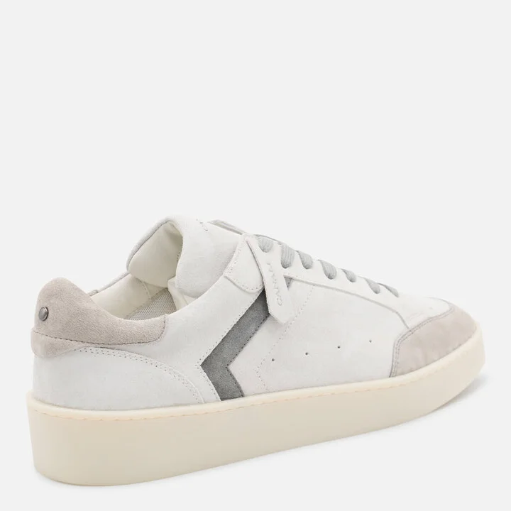 White And Grey Leather Sneakers - Image 3
