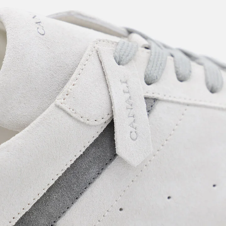 White And Grey Leather Sneakers - Image 4