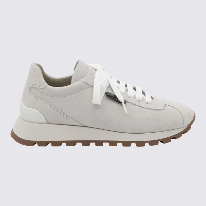 White And Grey Leather Sneakers