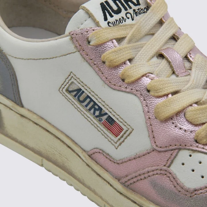 White And Grey Sup Vint Low Metal Sneakers - Image 4
