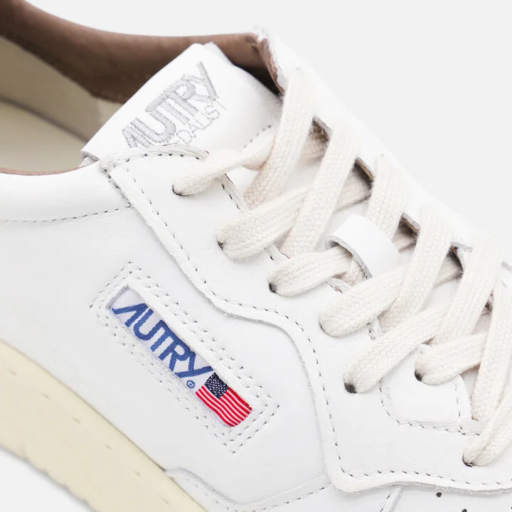 White And Light Beige Leather Medalist Sneakers - Image 4