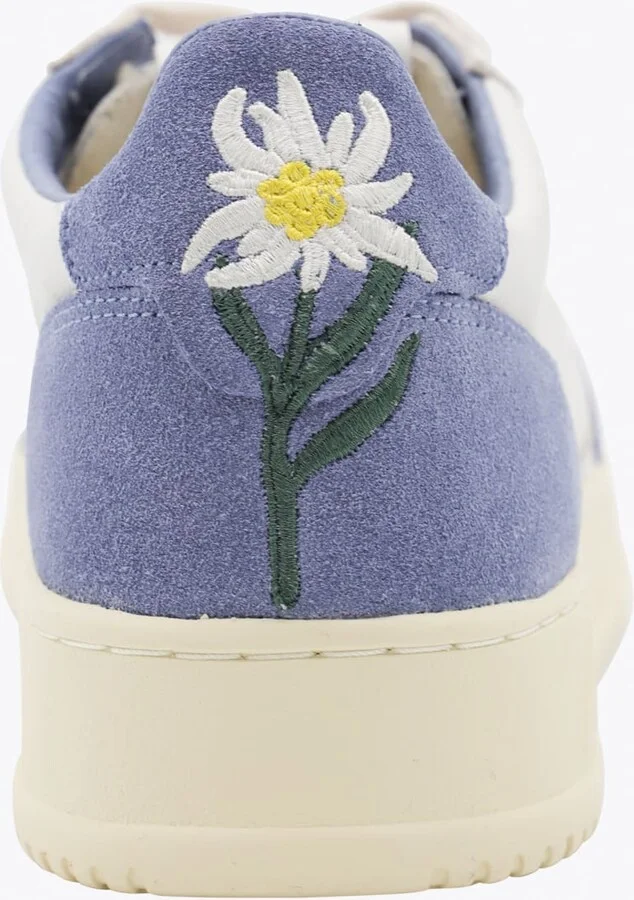 White And Light Blue Leather Medalist Sneakers - Image 4