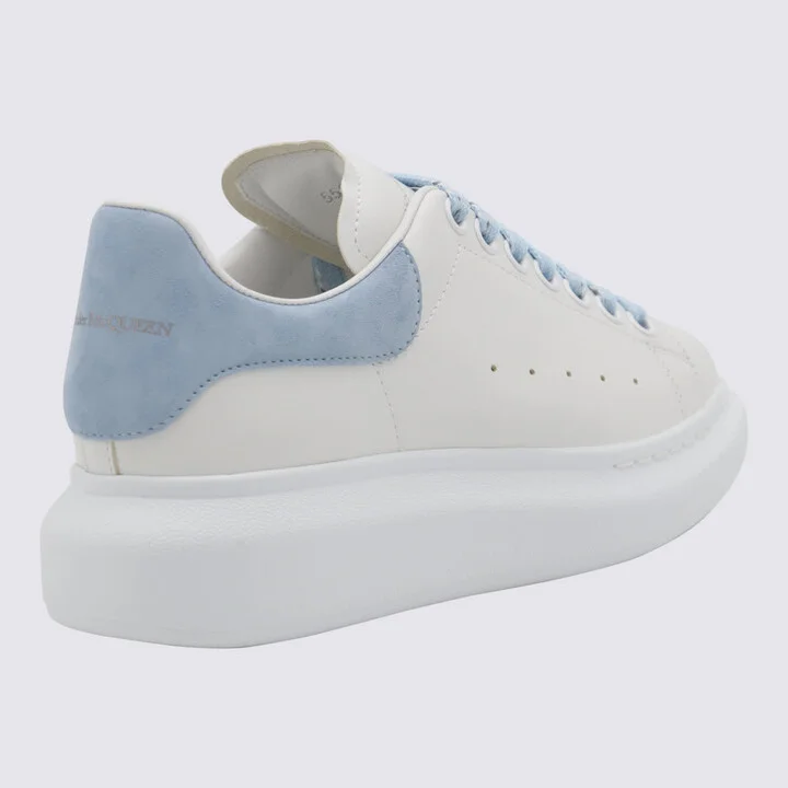 White And Light Blue Leather Sneakers - Image 2