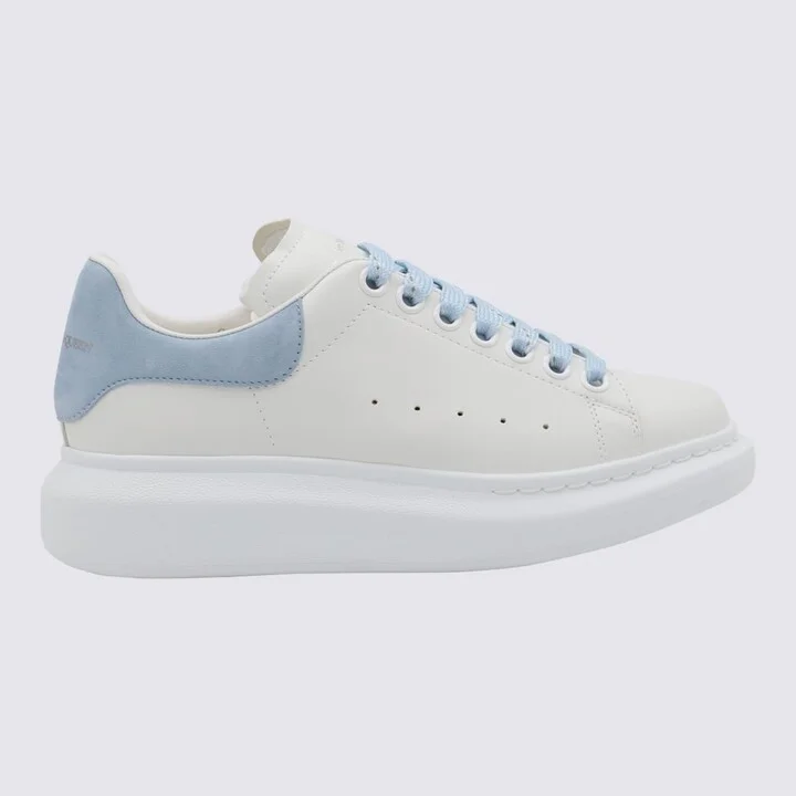 White And Light Blue Leather Sneakers
