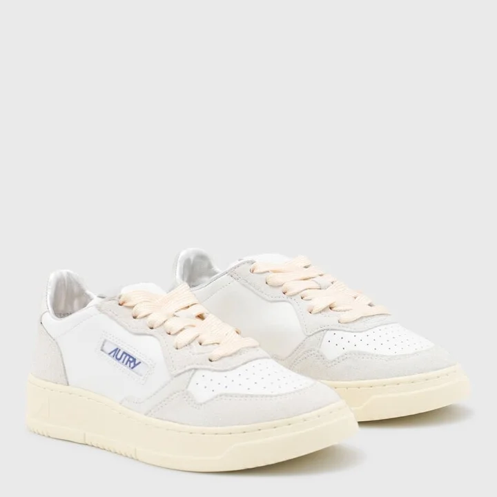 White And Light Grey Leather Medalist Low Sneakers - Image 2