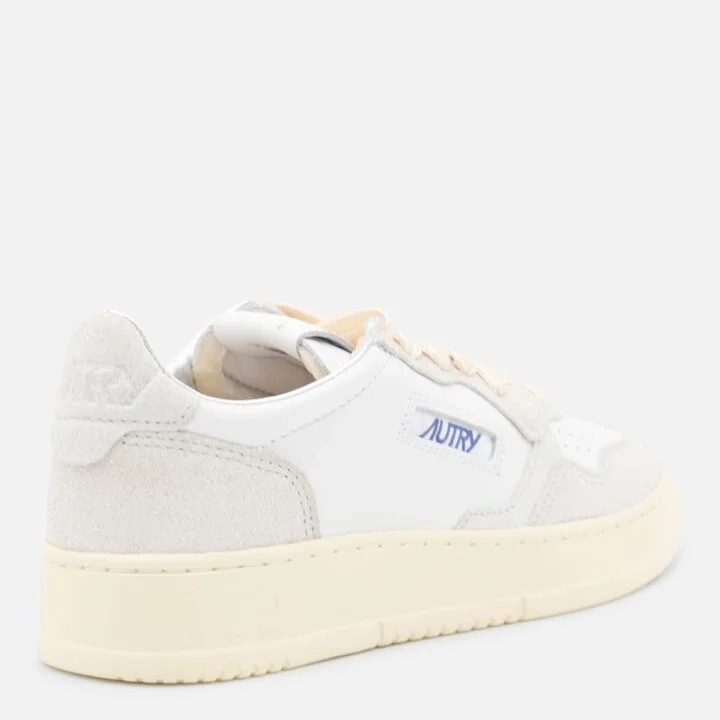 White And Light Grey Leather Medalist Low Sneakers - Image 3