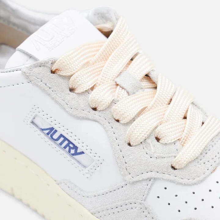 White And Light Grey Leather Medalist Low Sneakers - Image 4