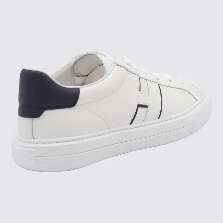 White And Navy Leather H691 Sneakers - Image 3