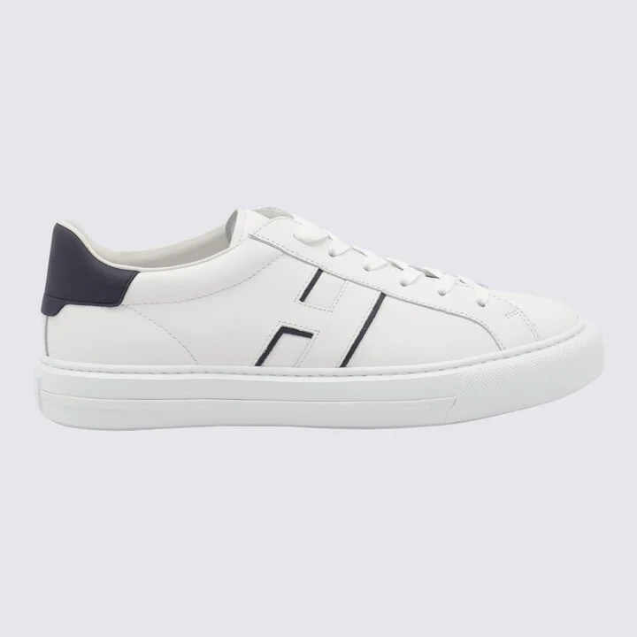 White And Navy Leather H691 Sneakers