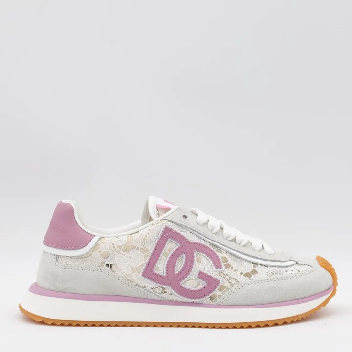 White And Pink Dg Cushion Sneakers