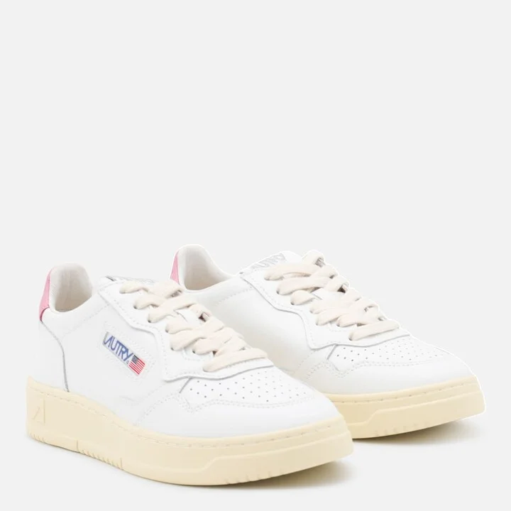 White And Pink Leather Medalist Low Sneakers - Image 2