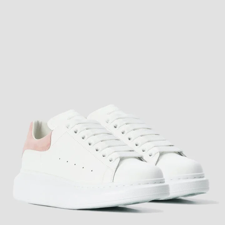 White And Pink Leather Sneakers - Image 2