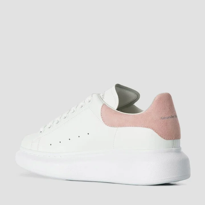 White And Pink Leather Sneakers - Image 3