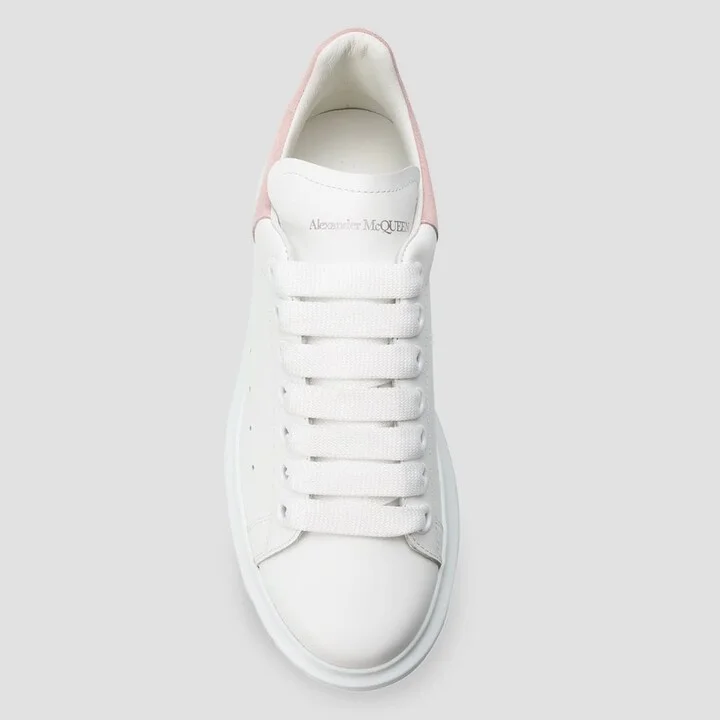 White And Pink Leather Sneakers - Image 4