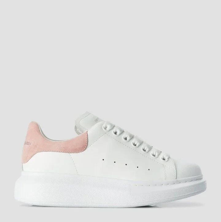 White And Pink Leather Sneakers
