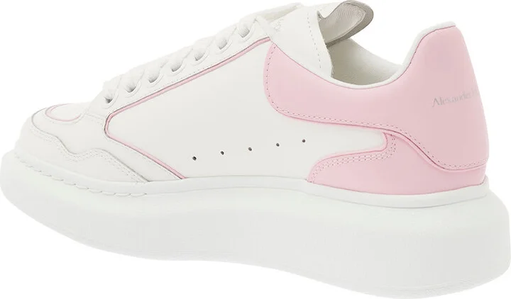 White And Pink Low Top Sneakers With Logo Detail In Leather Woman - Image 3