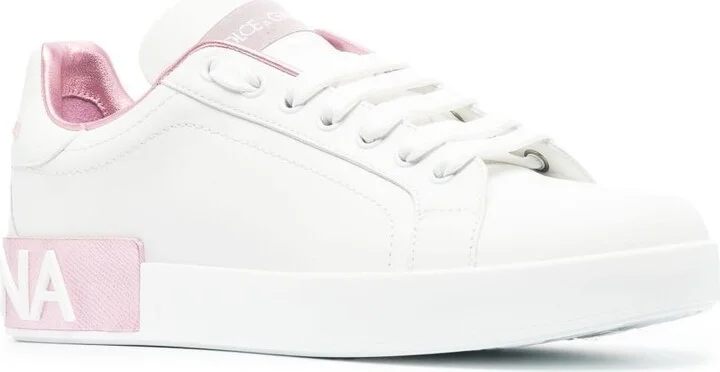White And Pink Portofino Sneakers - Image 2
