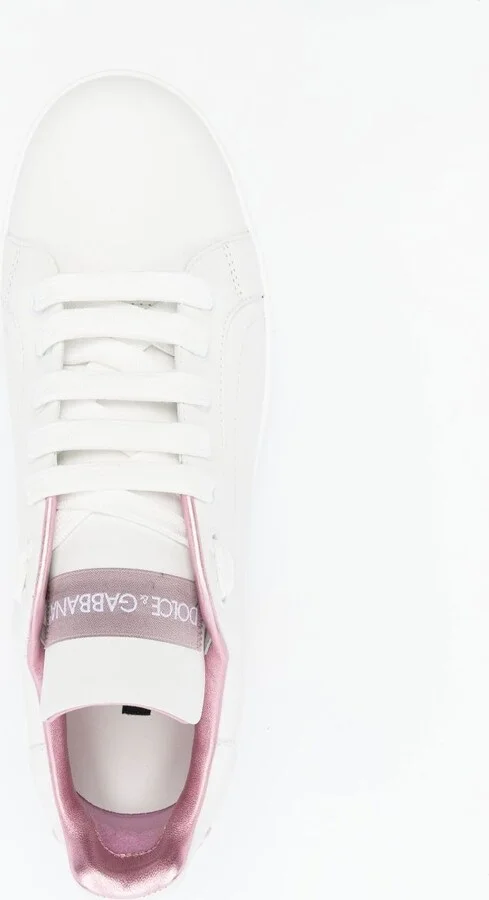 White And Pink Portofino Sneakers - Image 4