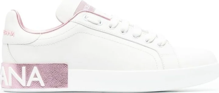 White And Pink Portofino Sneakers