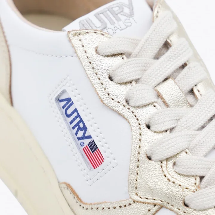White And Platinum Leather Platform Sneakers - Image 4