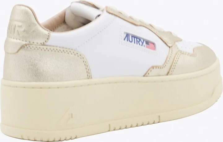 White And Platinum Leather Platform Sneakers - Image 3