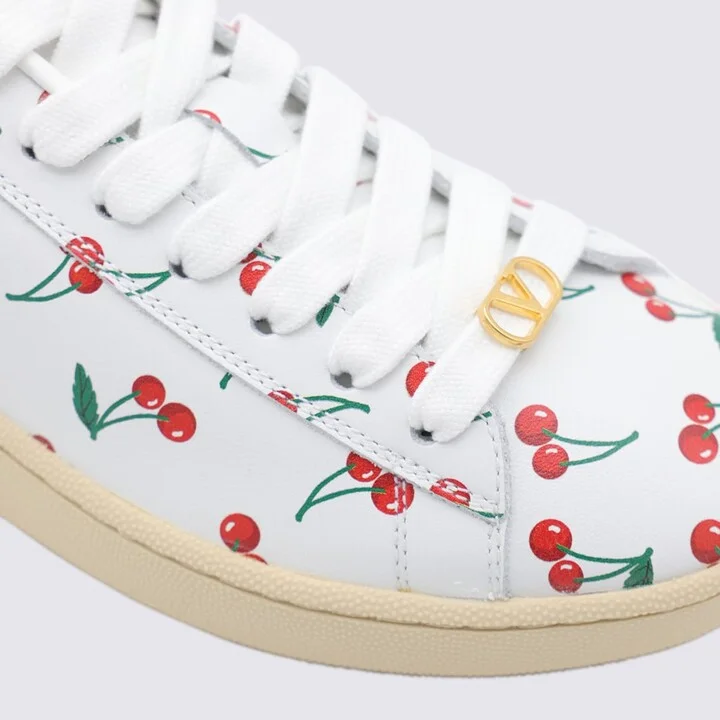 White And Red Leather Sneakers - Image 4