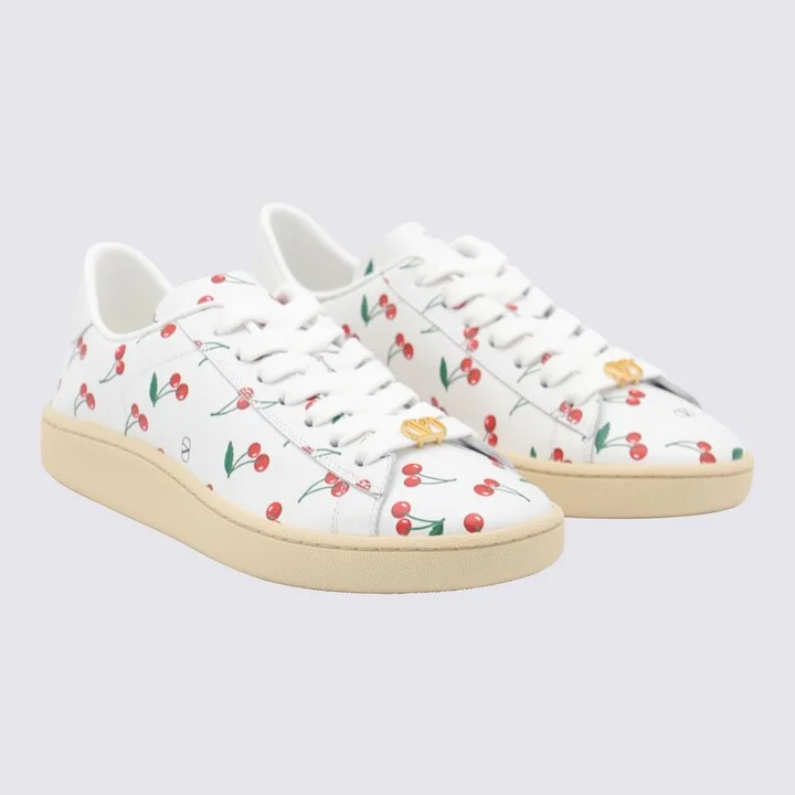 White And Red Leather Sneakers - Image 2