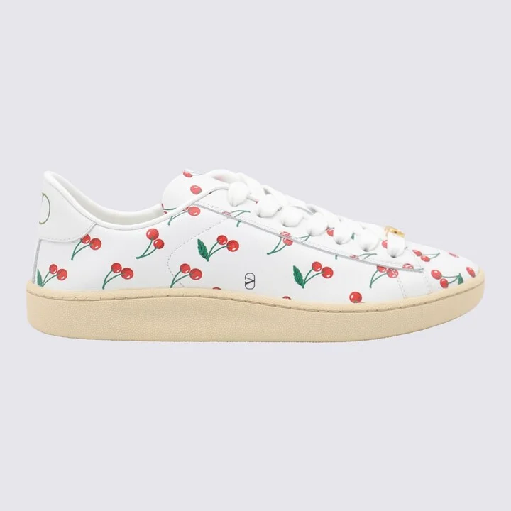 White And Red Leather Sneakers