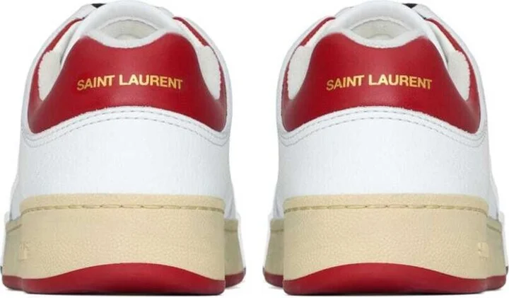 White And Red Low Top Sneakers With Logo Detail In Leather Man - Image 3