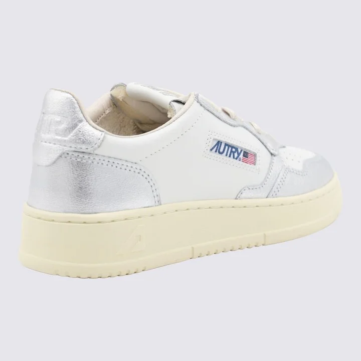White And Silver Leather Medialist Sneakers - Image 2