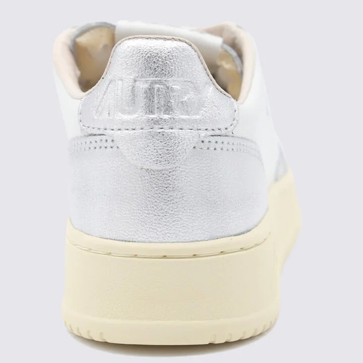 White And Silver Leather Medialist Sneakers - Image 4