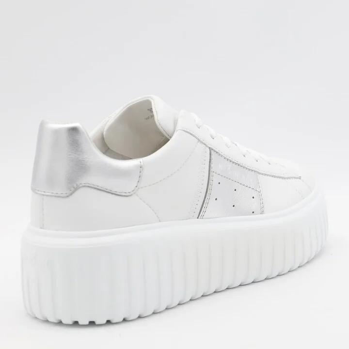White And Silver Leather Sneakers - Image 2