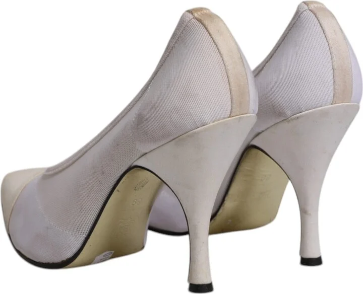 White Beige Leather High Heels Pumps Women's Shoes (Pre-Owned) - Image 5