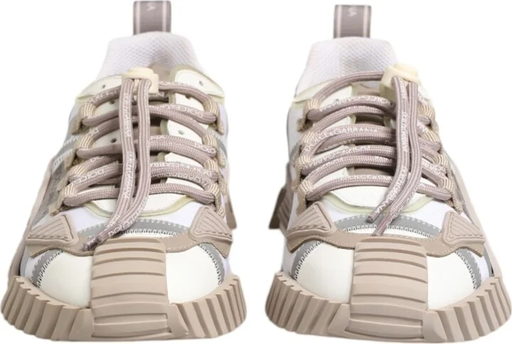 White Beige Leather Low Top NS1 Sneakers Men's Shoes - Image 2