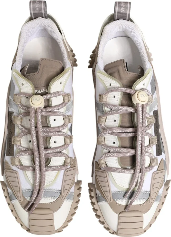 White Beige Leather Low Top NS1 Sneakers Men's Shoes - Image 3