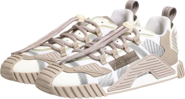 White Beige Leather Low Top NS1 Sneakers Men's Shoes - Image 4