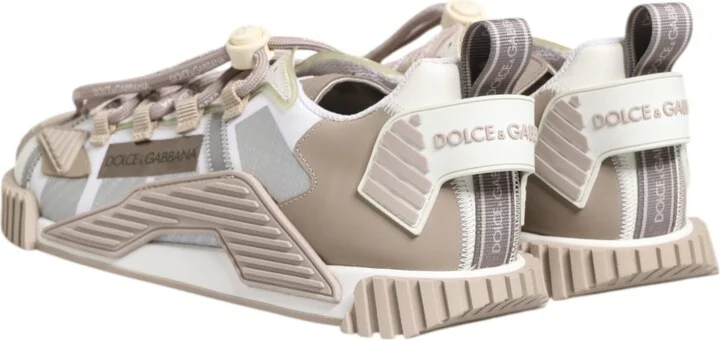 White Beige Leather Low Top NS1 Sneakers Men's Shoes - Image 5