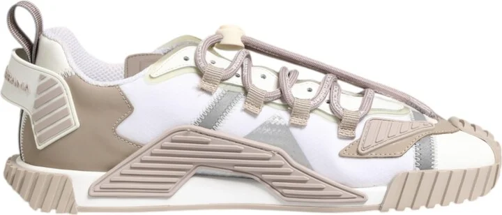 White Beige Leather Low Top NS1 Sneakers Men's Shoes